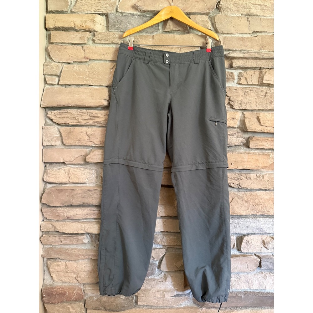 Columbia Omni-Shade Women 14 Gray Convertible Hiking Pants Zip Off Cargo AL8610